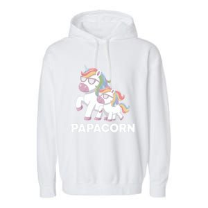 Papacorn Unicorn Dad FatherS Day Gift Funny Cute Rainbow Cute Gift Garment-Dyed Fleece Hoodie