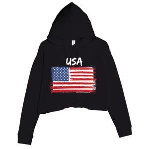 Patriotic Usa Design With American Flag Of The United States Funny Gift Crop Fleece Hoodie