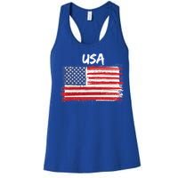 Patriotic Usa Design With American Flag Of The United States Funny Gift Women's Racerback Tank