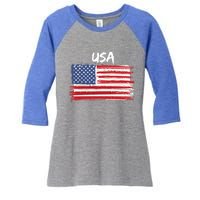 Patriotic Usa Design With American Flag Of The United States Funny Gift Women's Tri-Blend 3/4-Sleeve Raglan Shirt