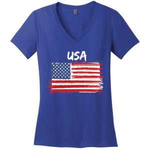 Patriotic Usa Design With American Flag Of The United States Funny Gift Women's V-Neck T-Shirt