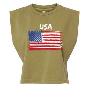 Patriotic Usa Design With American Flag Of The United States Funny Gift Garment-Dyed Women's Muscle Tee