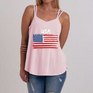 Patriotic Usa Design With American Flag Of The United States Funny Gift Women's Strappy Tank