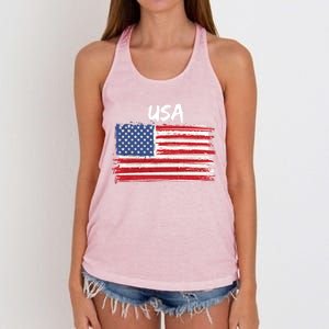 Patriotic Usa Design With American Flag Of The United States Funny Gift Women's Knotted Racerback Tank