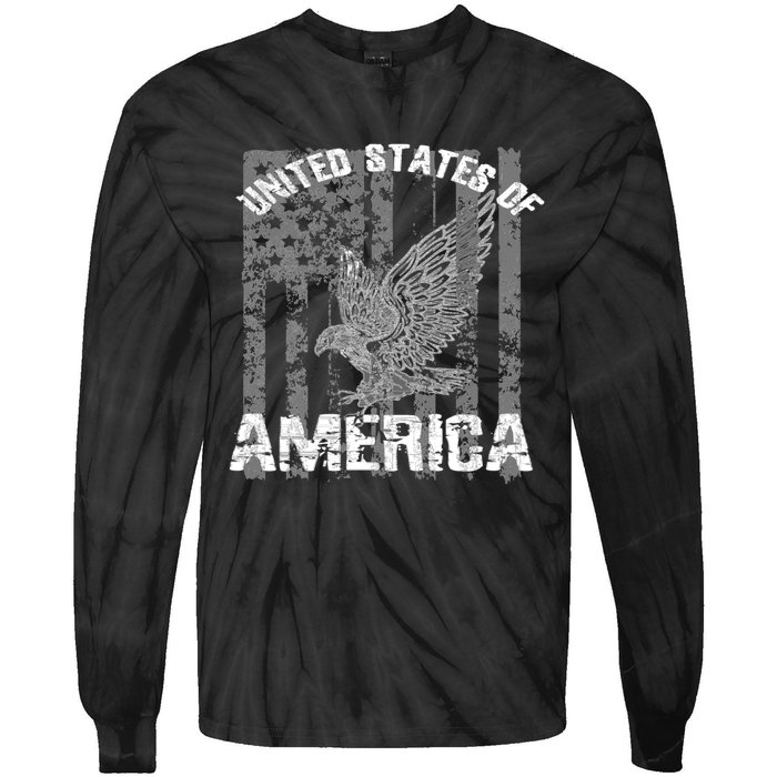 Patriotic USA Eagle Vintage Citizenship Hoodie America Flag Tie-Dye Long Sleeve Shirt