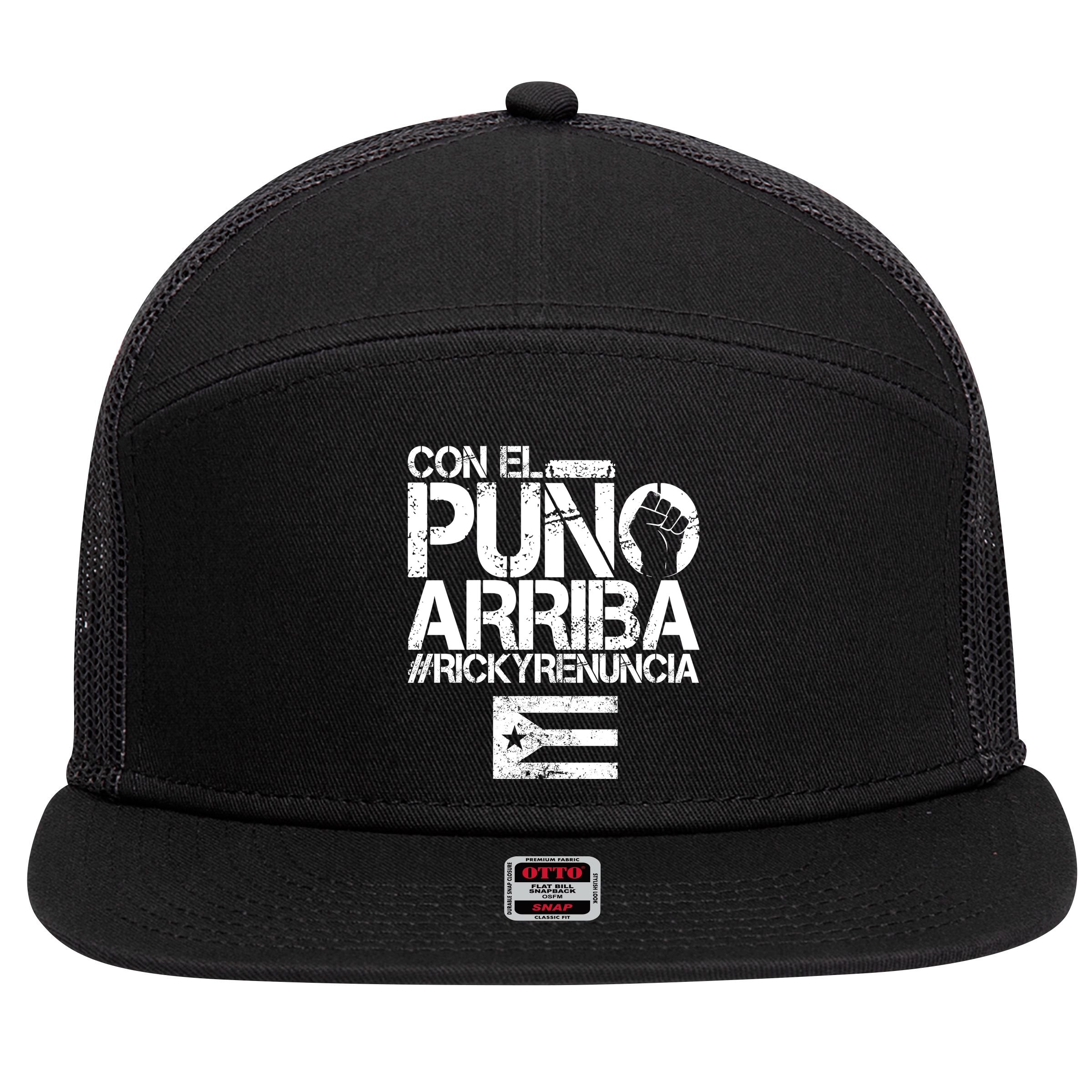 Puerto Rico  PUNO ARRIBA 7 Panel Mesh Trucker Snapback Hat