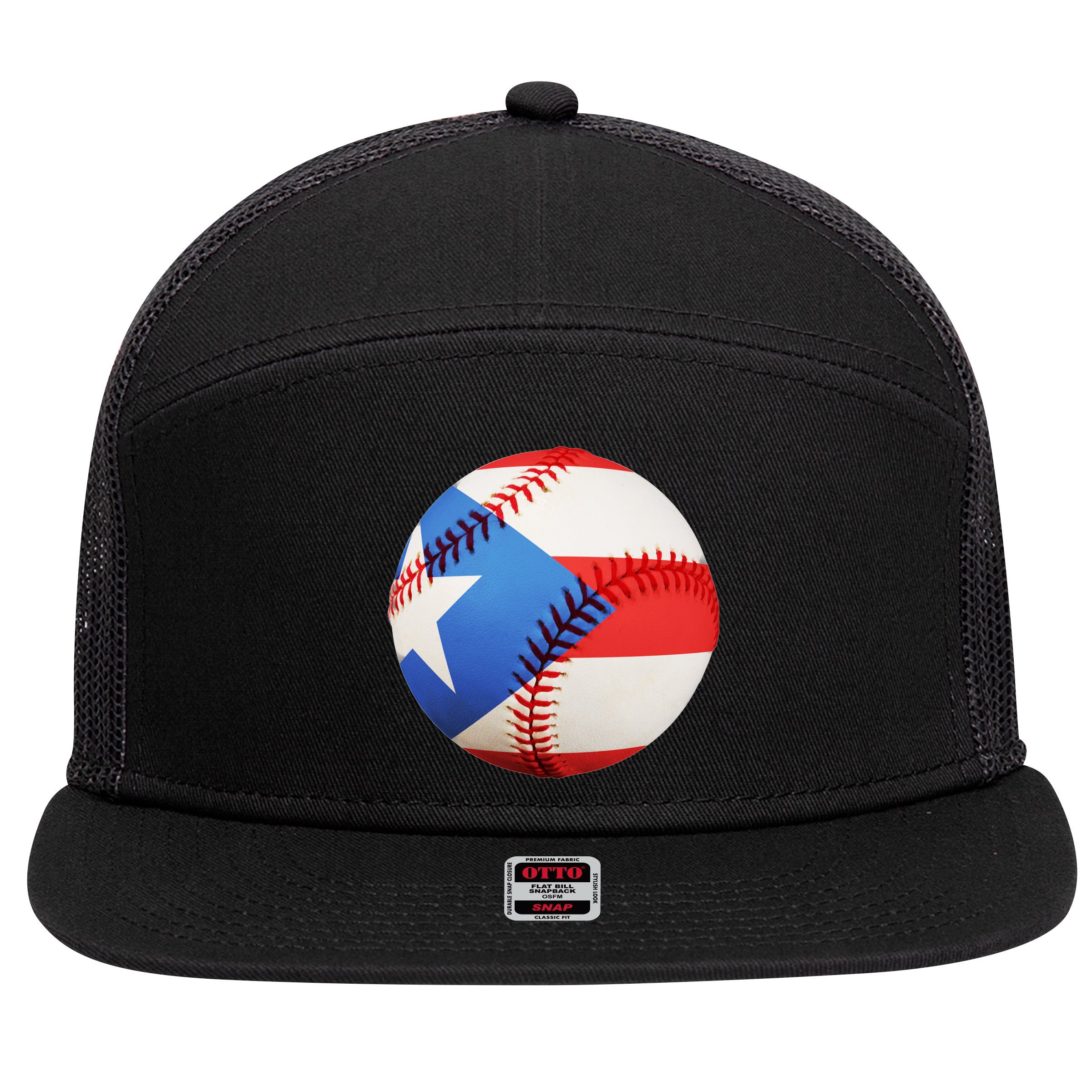 Puerto Rico Baseball 7 Panel Mesh Trucker Snapback Hat