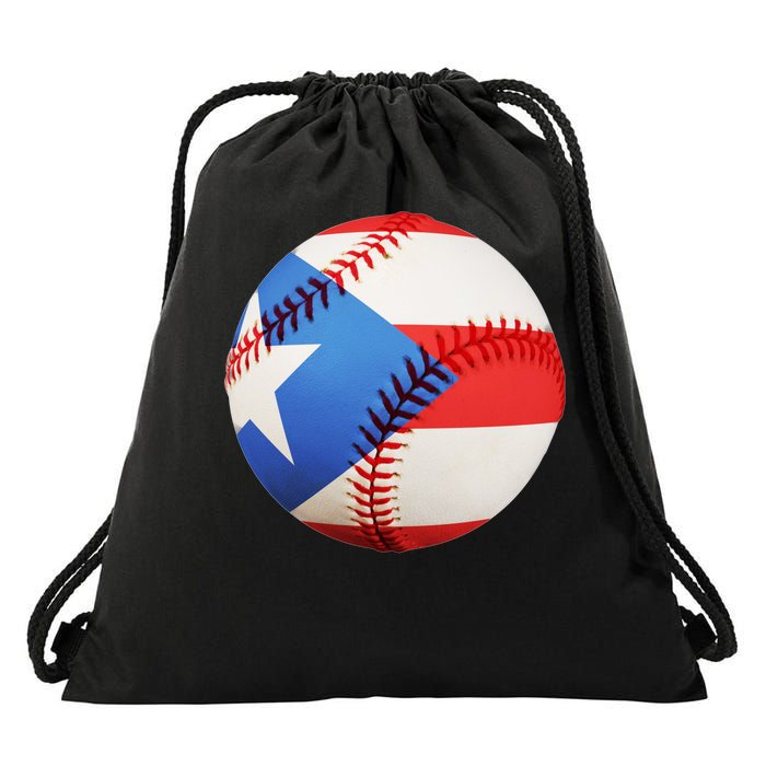 Puerto Rico Baseball Drawstring Bag