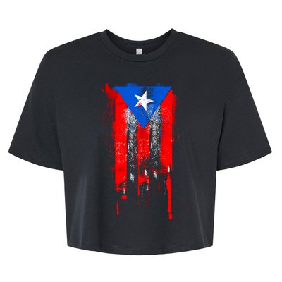 Puerto Rico Flag Drip Bella+Canvas Jersey Crop Tee