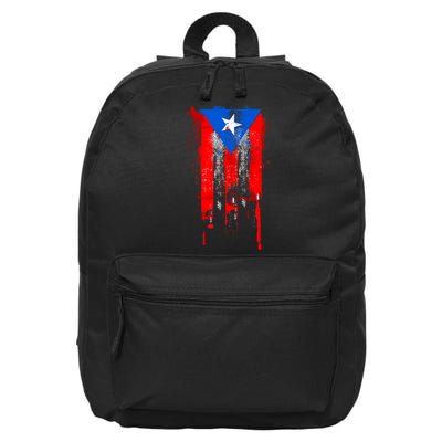 Puerto Rico Flag Drip 16 in Basic Backpack