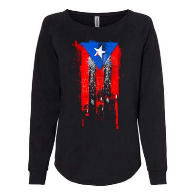 Puerto Rico Flag Drip Womens California Wash Sweatshirt