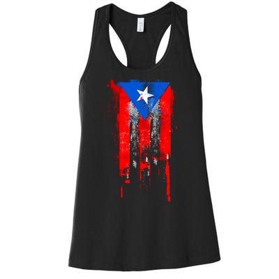 Puerto Rico Flag Drip Women's Racerback Tank