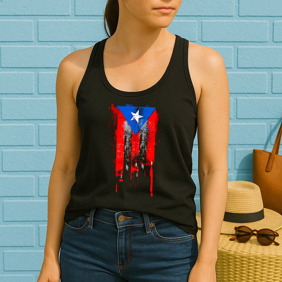 Puerto Rico Flag Drip Womens Tank Top