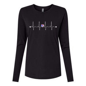 Puerto Rico Heartbeat Pulse Womens Cotton Relaxed Long Sleeve T-Shirt