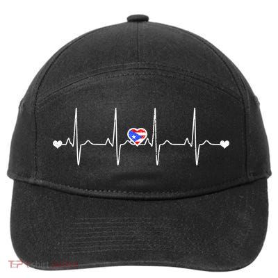 Puerto Rico Heartbeat Pulse 7-Panel Snapback Hat