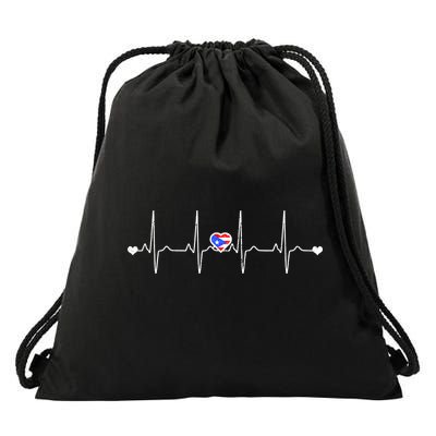 Puerto Rico Heartbeat Pulse Drawstring Bag
