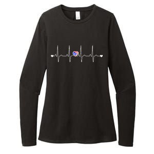 Puerto Rico Heartbeat Pulse Womens CVC Long Sleeve Shirt