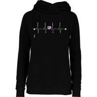 Puerto Rico Heartbeat Pulse Womens Funnel Neck Pullover Hood