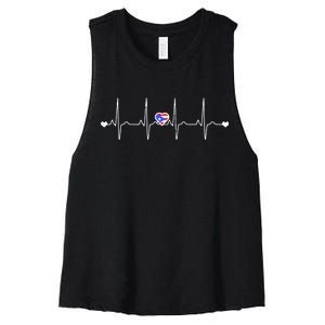 Puerto Rico Heartbeat Pulse Women's Racerback Cropped Tank