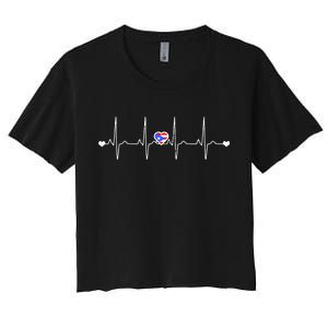 Puerto Rico Heartbeat Pulse Women's Crop Top Tee