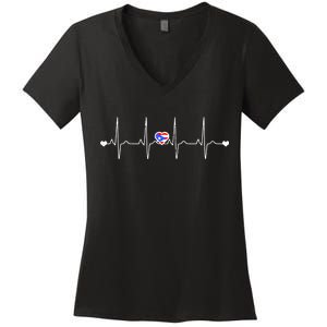 Puerto Rico Heartbeat Pulse Women's V-Neck T-Shirt