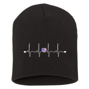 Puerto Rico Heartbeat Pulse Short Acrylic Beanie