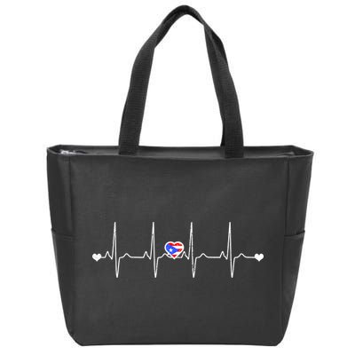 Puerto Rico Heartbeat Pulse Zip Tote Bag