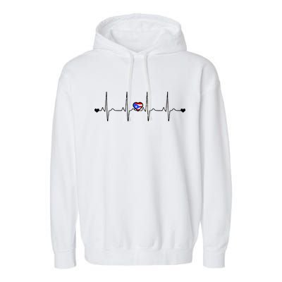 Puerto Rico Heartbeat Pulse Garment-Dyed Fleece Hoodie