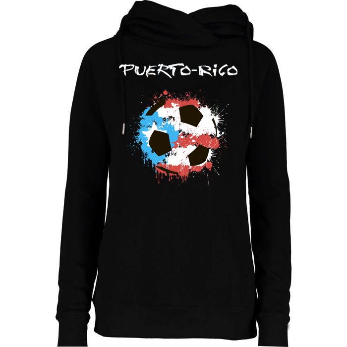 Puerto Rico Soccer Womens Funnel Neck Pullover Hood