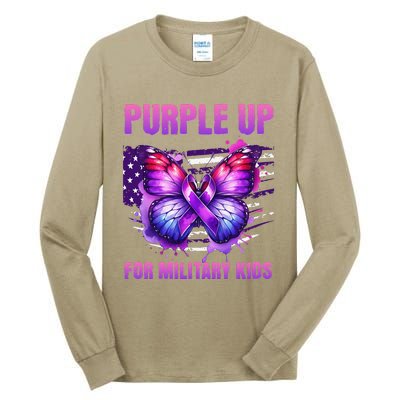 Purple Up For Military Military Child Month Usa Flag Tall Long Sleeve T-Shirt