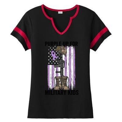 Purple Up For Military Day Month Of The Military Gift Ladies Halftime Notch Neck Tee