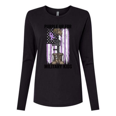 Purple Up For Military Day Month Of The Military Gift Womens Cotton Relaxed Long Sleeve T-Shirt