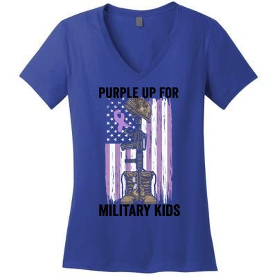 Purple Up For Military Day Month Of The Military Gift Women's V-Neck T-Shirt