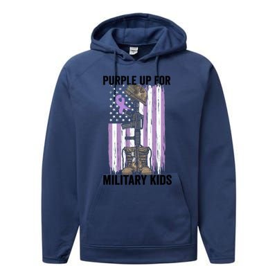 Purple Up For Military Day Month Of The Military Gift Performance Fleece Hoodie