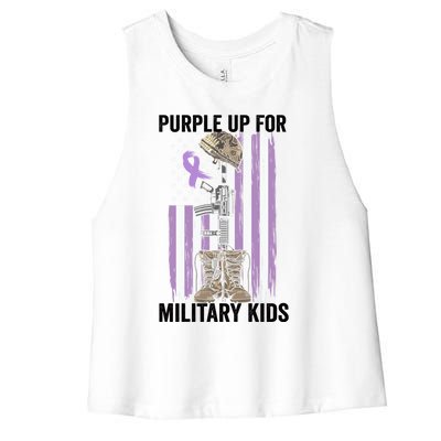 Purple Up For Military Day Month Of The Military Gift Women's Racerback Cropped Tank