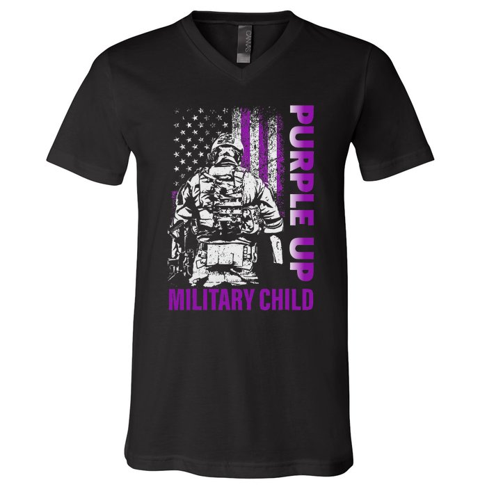 Purple Up For Military Child Month V-Neck T-Shirt