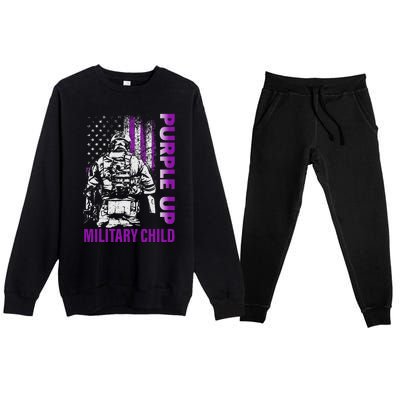 Purple Up For Military Child Month Premium Crewneck Sweatsuit Set