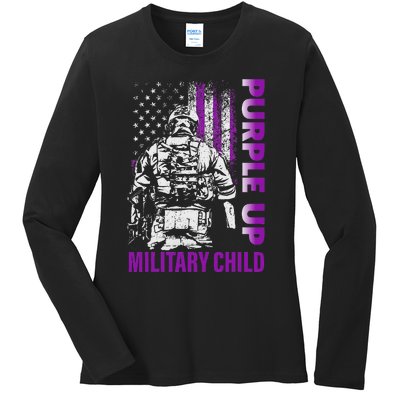 Purple Up For Military Child Month Ladies Long Sleeve Shirt