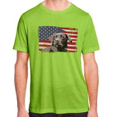 Patriotic USA Flag Black Labrador Gift For Lab Owners Adult ChromaSoft Performance T-Shirt