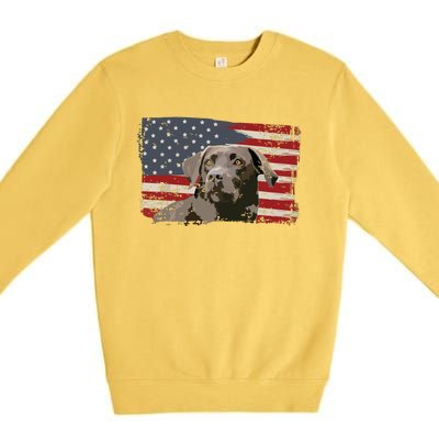 Patriotic USA Flag Black Labrador Gift For Lab Owners Premium Crewneck Sweatshirt