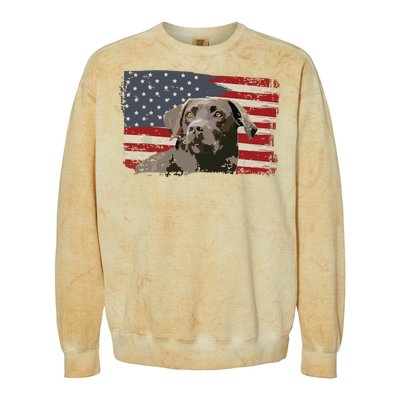 Patriotic USA Flag Black Labrador Gift For Lab Owners Colorblast Crewneck Sweatshirt