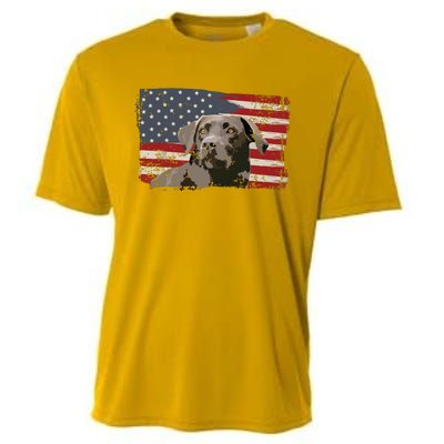 Patriotic USA Flag Black Labrador Gift For Lab Owners Cooling Performance Crew T-Shirt