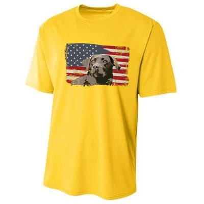 Patriotic USA Flag Black Labrador Gift For Lab Owners Performance Sprint T-Shirt