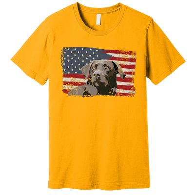 Patriotic USA Flag Black Labrador Gift For Lab Owners Premium T-Shirt