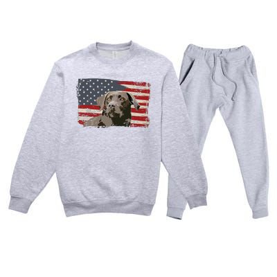 Patriotic USA Flag Black Labrador Gift For Lab Owners Premium Crewneck Sweatsuit Set