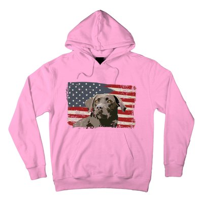 Patriotic USA Flag Black Labrador Gift For Lab Owners Hoodie