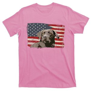 Patriotic USA Flag Black Labrador Gift For Lab Owners T-Shirt