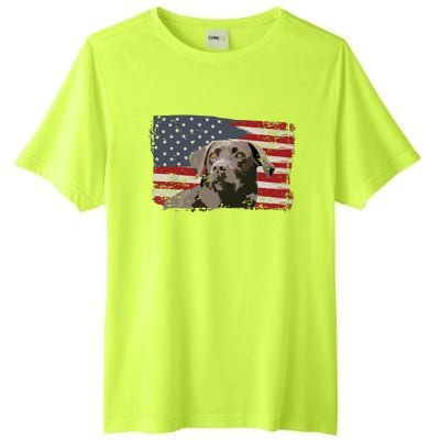 Patriotic USA Flag Black Labrador Gift For Lab Owners Tall Fusion ChromaSoft Performance T-Shirt