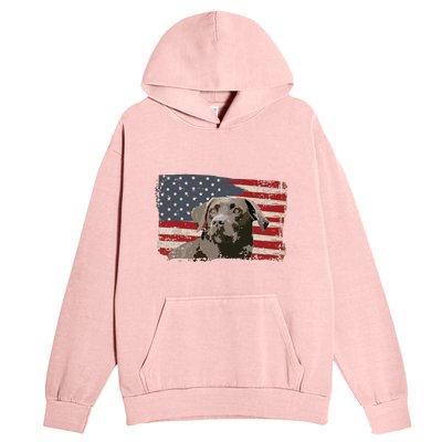 Patriotic USA Flag Black Labrador Gift For Lab Owners Urban Pullover Hoodie