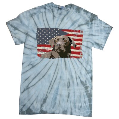 Patriotic USA Flag Black Labrador Gift For Lab Owners Tie-Dye T-Shirt